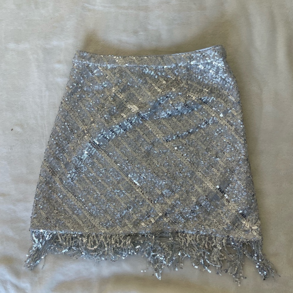 SAYLOR Sparkling Silver Mini Skirt